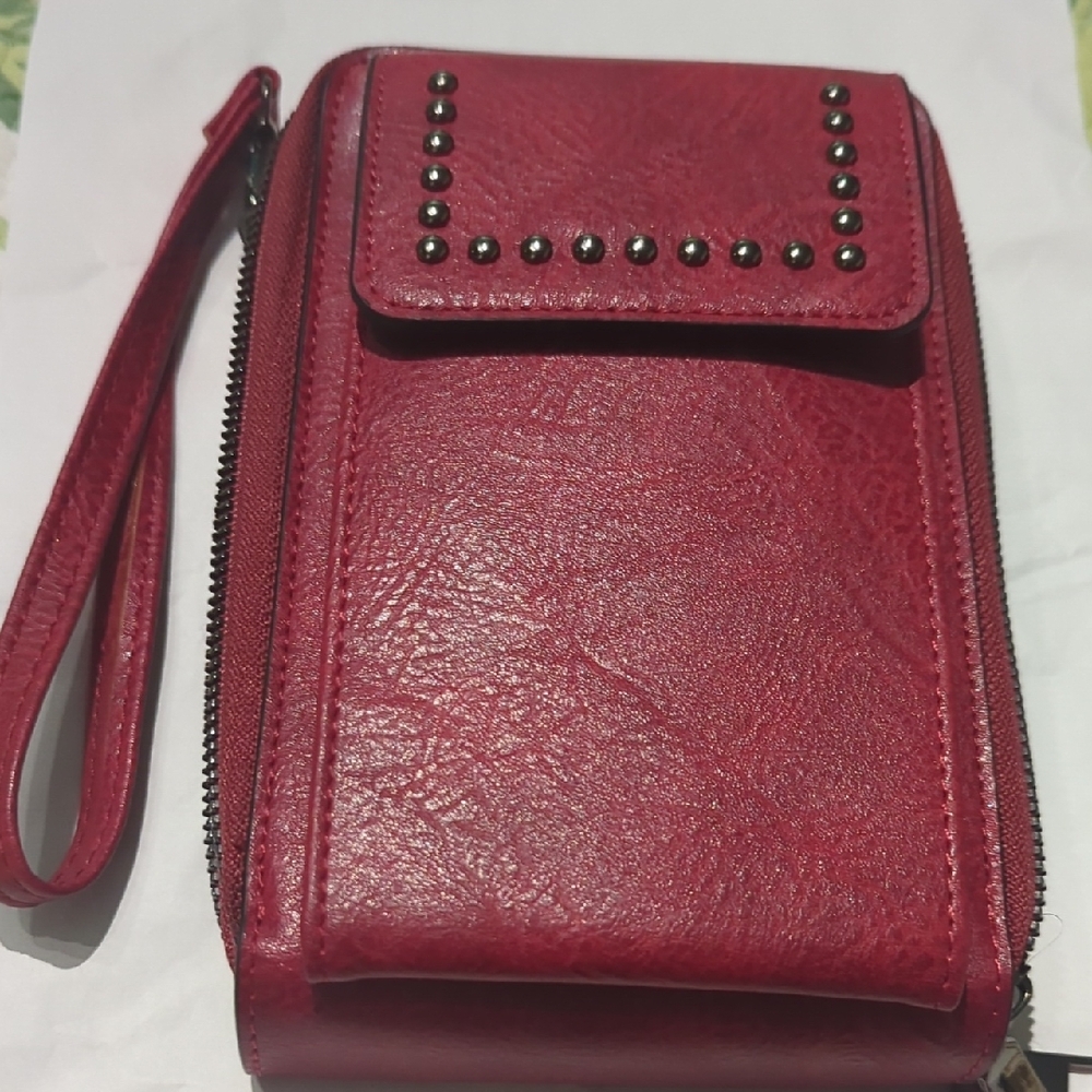 Red Studded Women's Wristlet